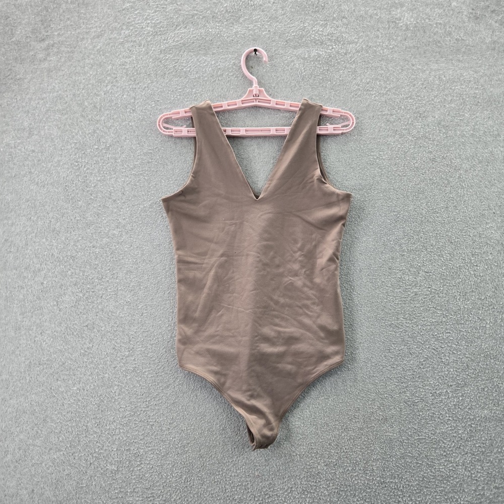Abercrombie & Fitch Women Sleepwear M Taupe Bodysuit Lounge Snap Sleeveless